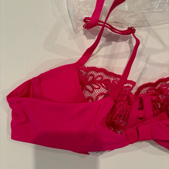 VINTAGE 2005 Victoria’s Secret Embroidered Unlined Demi Bra 36B NWOT Hot Pink - Picture 5 of 9